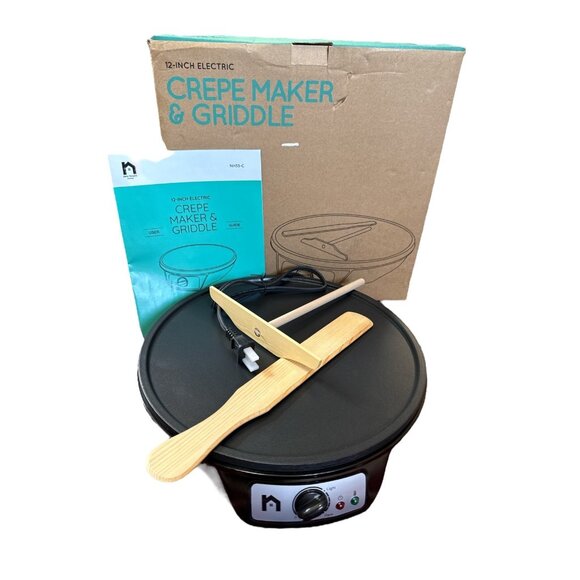 New House Kitchen 12" Electric Crepe Maker & Griddle NH33-C Nonstick w/ Accessor - Picture 1 of 5